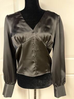 Sincerely Jules Black Silk Cropped Blouse